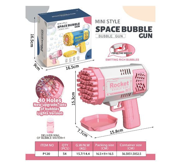 Bubble Gun Rocket 69 Holes Soap Bubbles Machine Gun Shape Automatic Blower With Light Toys For Kids Pomperos - RELUX.STORE