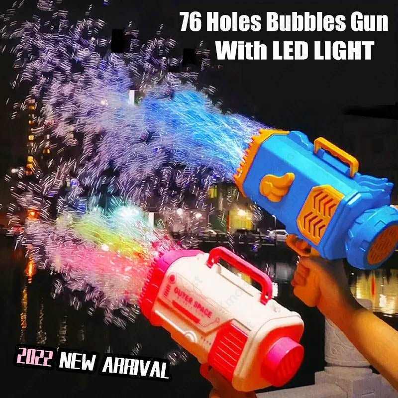 Bubble Gun Rocket 69 Holes Soap Bubbles Machine Gun Shape Automatic Blower With Light Toys For Kids Pomperos - RELUX.STORE