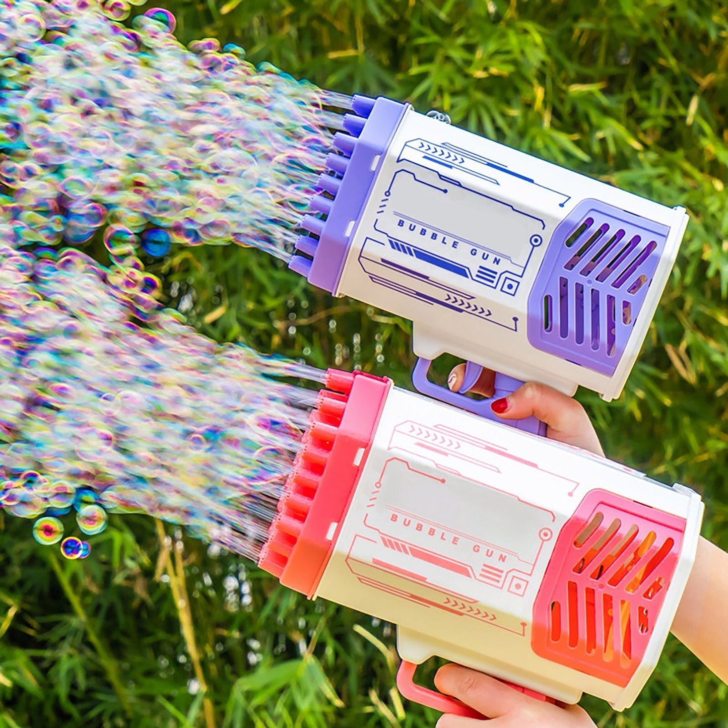 Bubble Gun Rocket 69 Holes Soap Bubbles Machine Gun Shape Automatic Blower With Light Toys For Kids Pomperos - RELUX.STORE