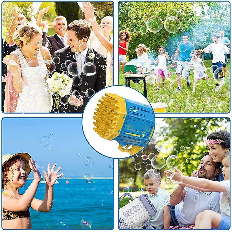Bubble Gun Rocket 69 Holes Soap Bubbles Machine Gun Shape Automatic Blower With Light Toys For Kids Pomperos - RELUX.STORE