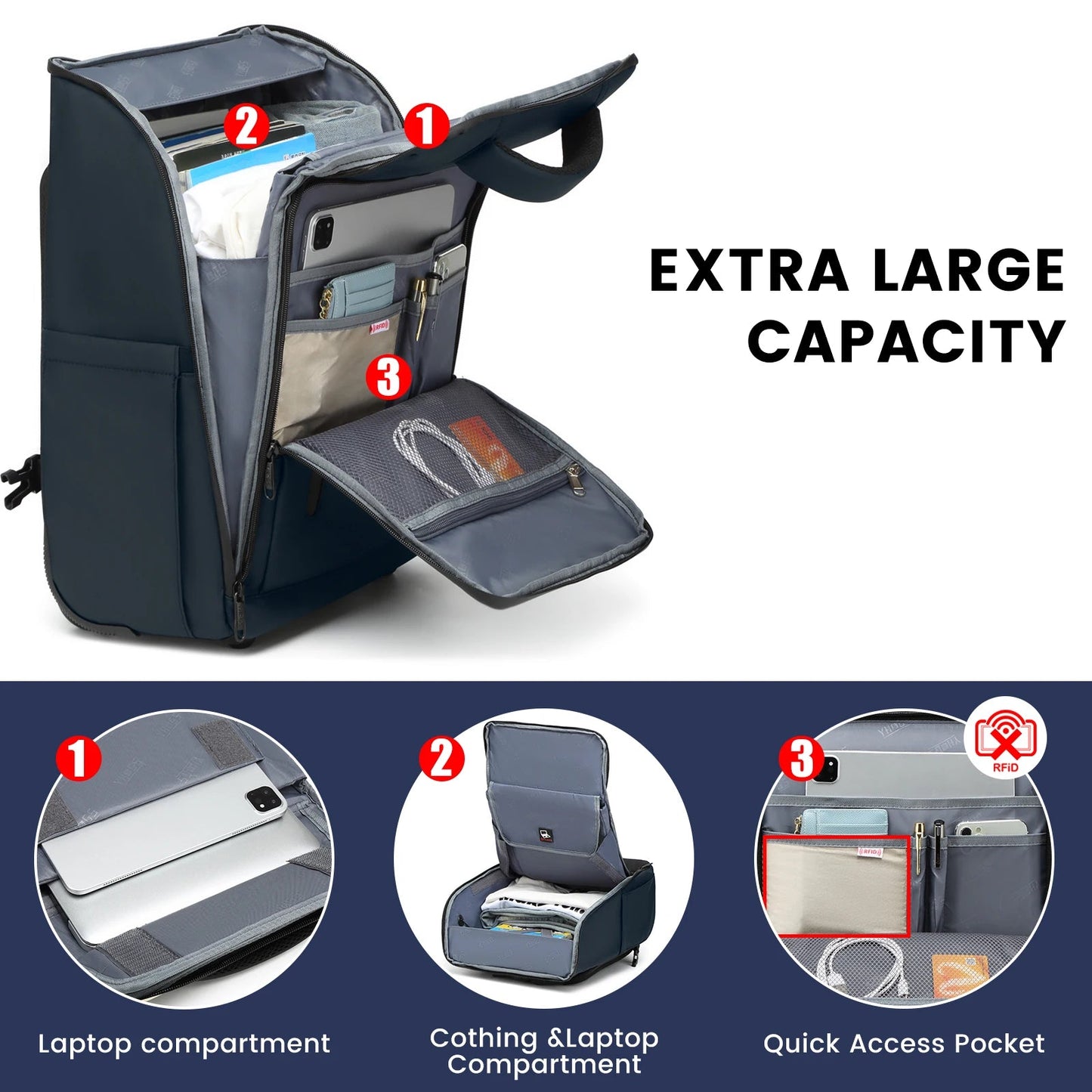 Business Rolling Backpack with Wheels Cabin Carry on Bag Waterproof Business Travel Laptop Bags Carry on Luggage bags 18 Inch - RELUX.STOREBusiness Rolling Backpack with Wheels Cabin Carry on Bag Waterproof Business Travel Laptop Bags Carry on Luggage bags 18 Inch