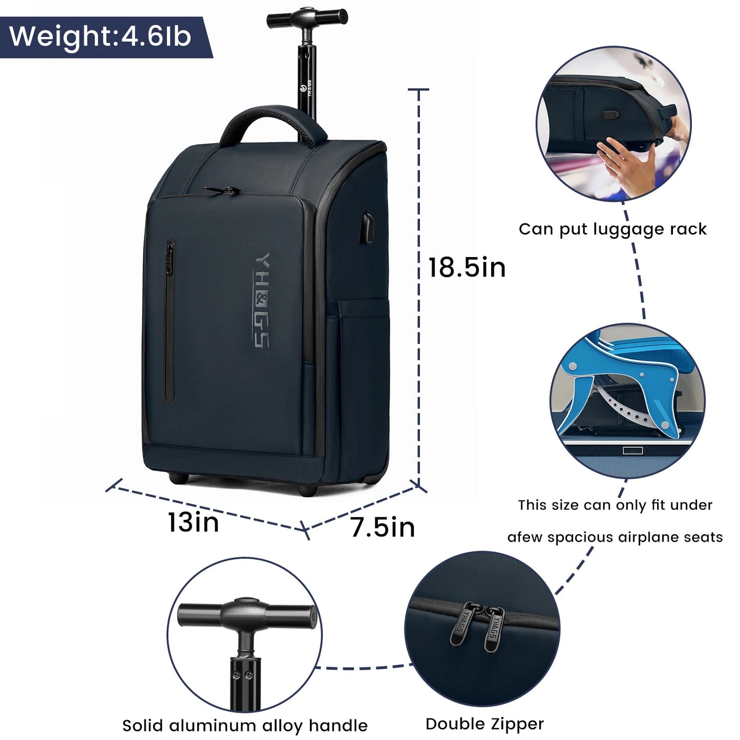 Business Rolling Backpack with Wheels Cabin Carry on Bag Waterproof Business Travel Laptop Bags Carry on Luggage bags 18 Inch - RELUX.STOREBusiness Rolling Backpack with Wheels Cabin Carry on Bag Waterproof Business Travel Laptop Bags Carry on Luggage bags 18 Inch