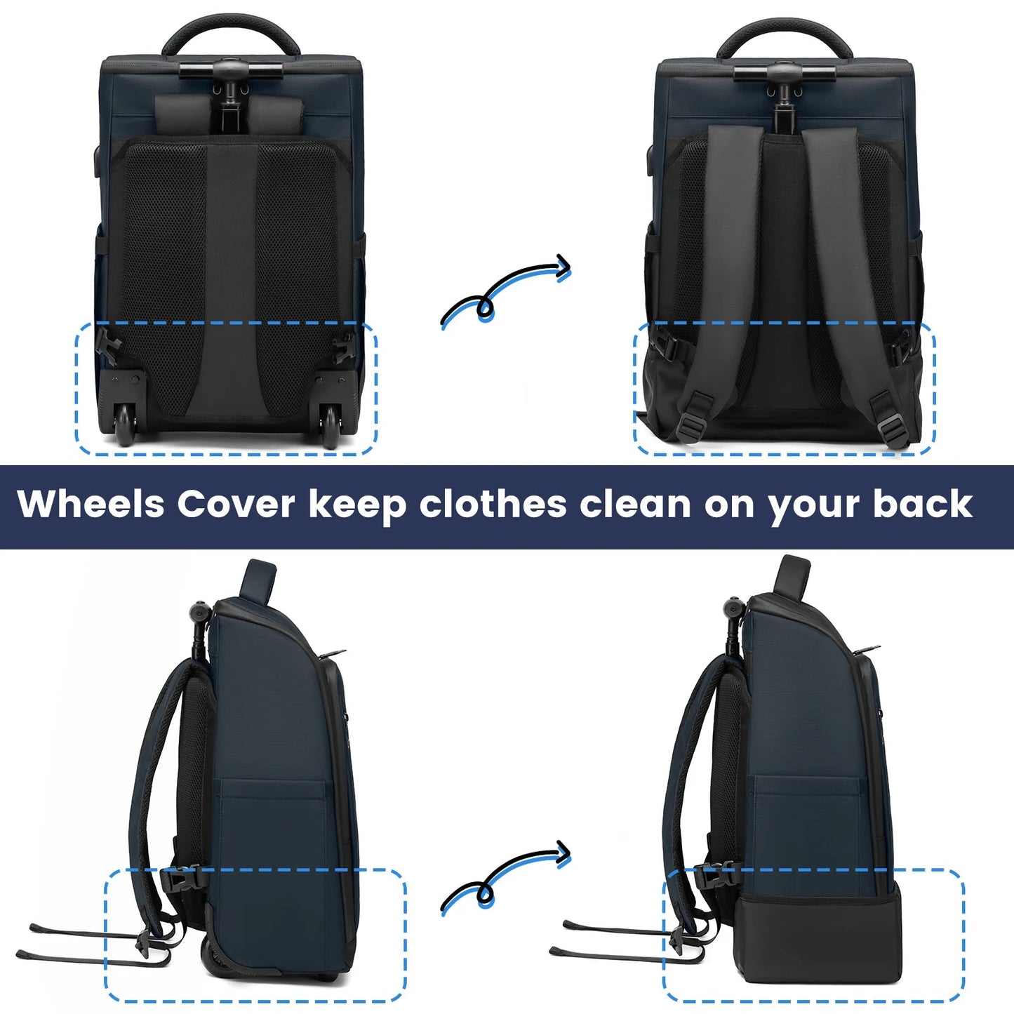 Business Rolling Backpack with Wheels Cabin Carry on Bag Waterproof Business Travel Laptop Bags Carry on Luggage bags 18 Inch - RELUX.STOREBusiness Rolling Backpack with Wheels Cabin Carry on Bag Waterproof Business Travel Laptop Bags Carry on Luggage bags 18 Inch