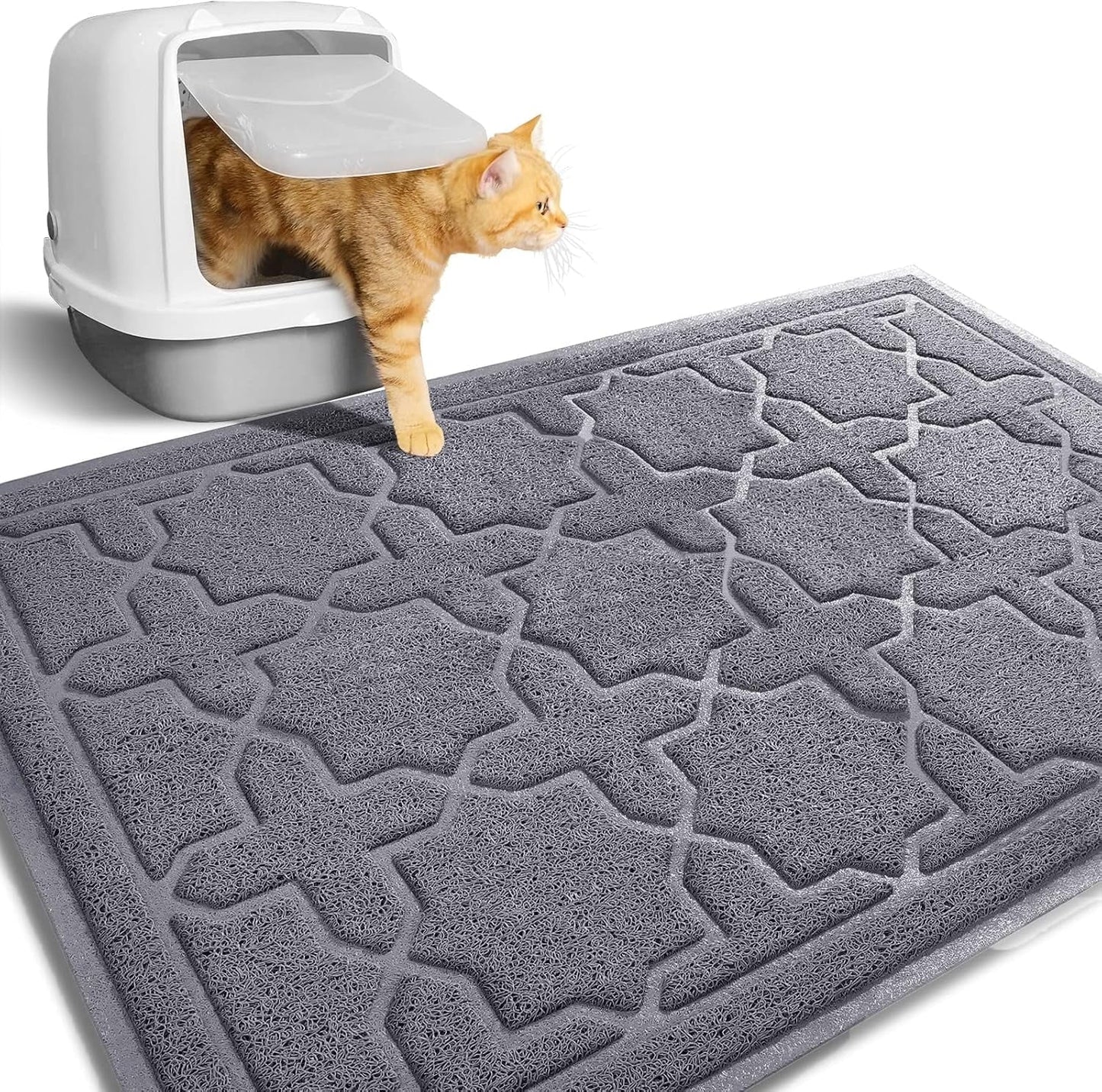 Cat Litter Mat – 35.4" x 23.6" Litter Box Mat with Litter Lock Mesh, Soft, Non - Slip, Water - Resistant, Easy to Clean – Keep Floors Litter - Free (Dark Grey) - RELUX.STORE
