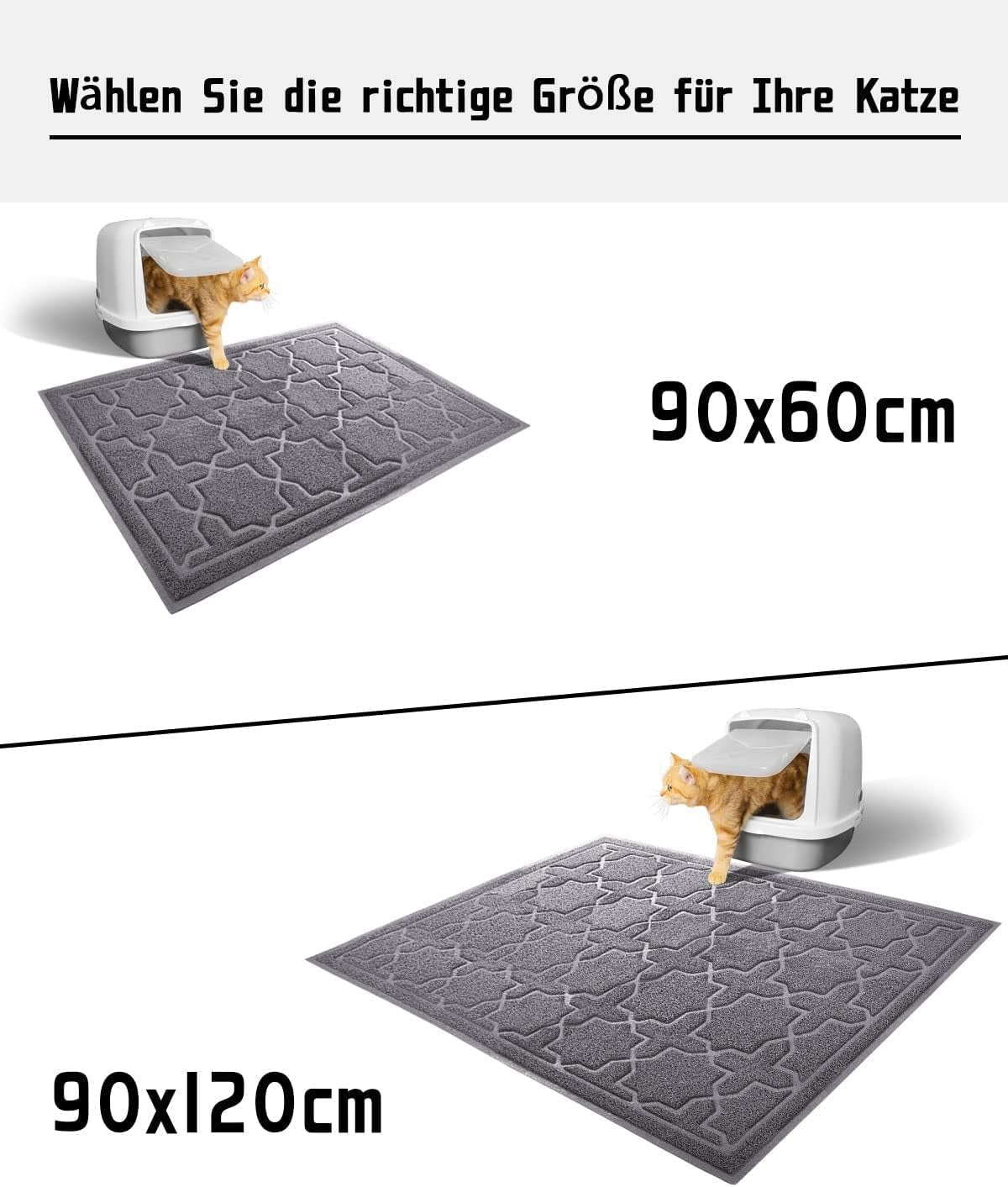 Cat Litter Mat – 35.4" x 23.6" Litter Box Mat with Litter Lock Mesh, Soft, Non - Slip, Water - Resistant, Easy to Clean – Keep Floors Litter - Free (Dark Grey) - RELUX.STORE