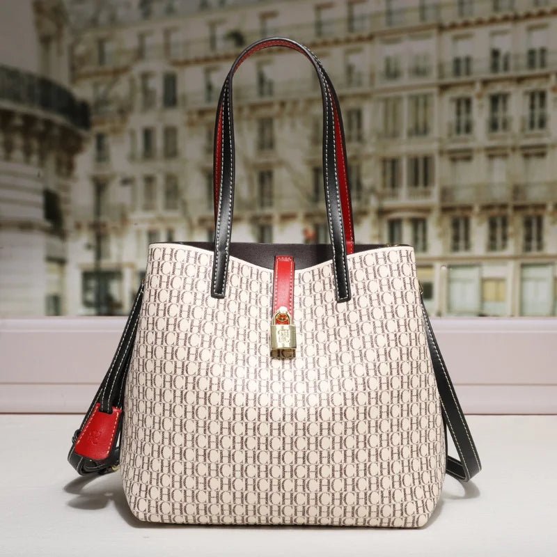CH Premium Versatile Leather Crossbody Bag Ladies Large Capacity Daily Commuter Tote Bag Letter Print Design Ladies Fashion - RELUX.STORE