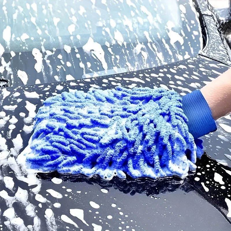 "Chenille Plush Car Cleaning Gloves – Thickened Double - Sided Ultrafine Fiber Gloves for Car Washing & Detailing" - RELUX.STORE