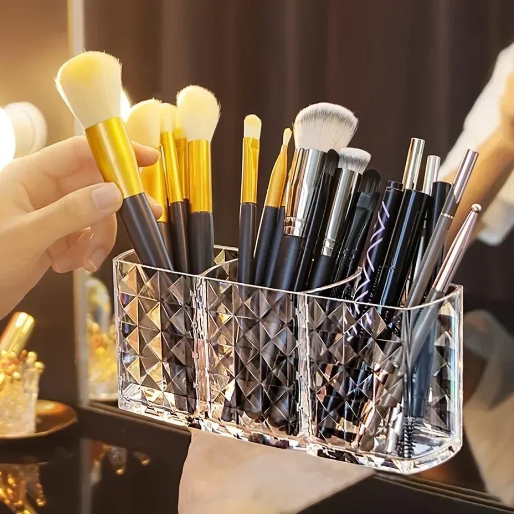 Clear Acrylic Makeup Brush Holder Desk Cosmetic Organizer Lipstick Storage Box Nail Polish Display Stand Rack Jewelry Case - RELUX.STORE
