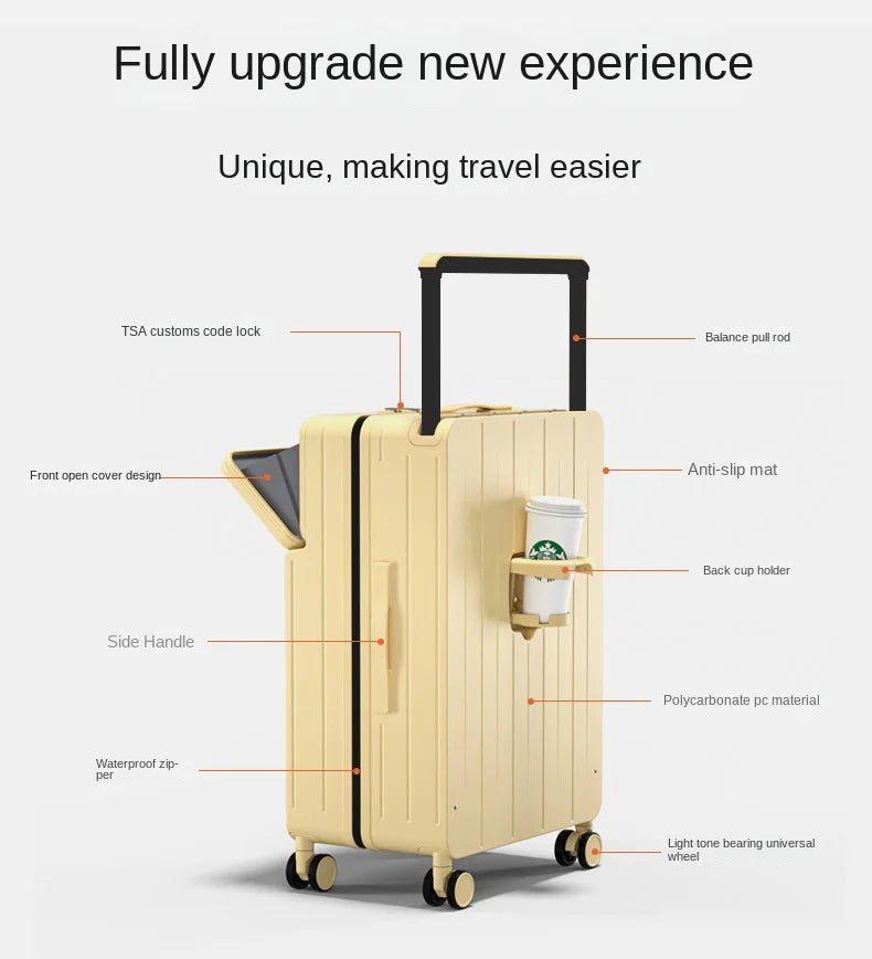 COLENARA 20"22"24"26 Inch Suitcase Box New Universal Multifunctional Front Open Trolley Case Boarding Box Large Capacity Luggage - RELUX.STORECOLENARA 20"22"24"26 Inch Suitcase Box New Universal Multifunctional Front Open Trolley Case Boarding Box Large Capacity Luggage