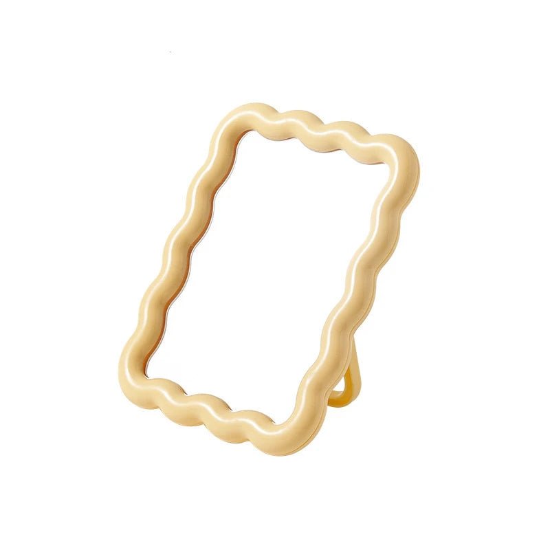 Corrugated Desktop Makeup Mirror Solid Color Simple Portable Handheld Makeup Mirror Foldable Student Compact Cute Mirror - RELUX.STORE
