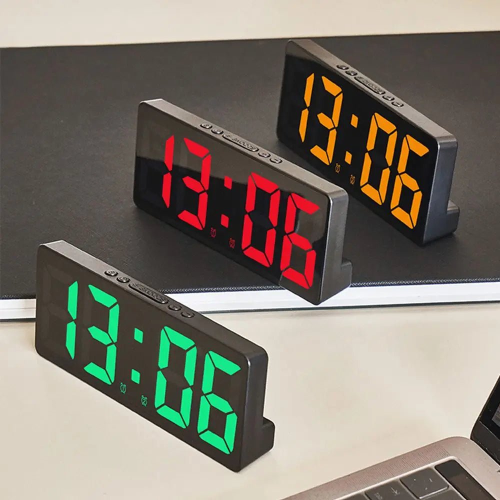 Creative Number Clock Color Nightlight Temperature Calendar Alarm Clock LED Large Number Electronic Clock Backlight Home Decor - RELUX.STORE