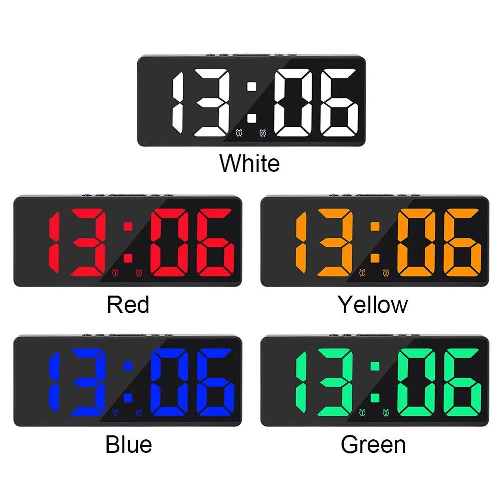 Creative Number Clock Color Nightlight Temperature Calendar Alarm Clock LED Large Number Electronic Clock Backlight Home Decor - RELUX.STORE