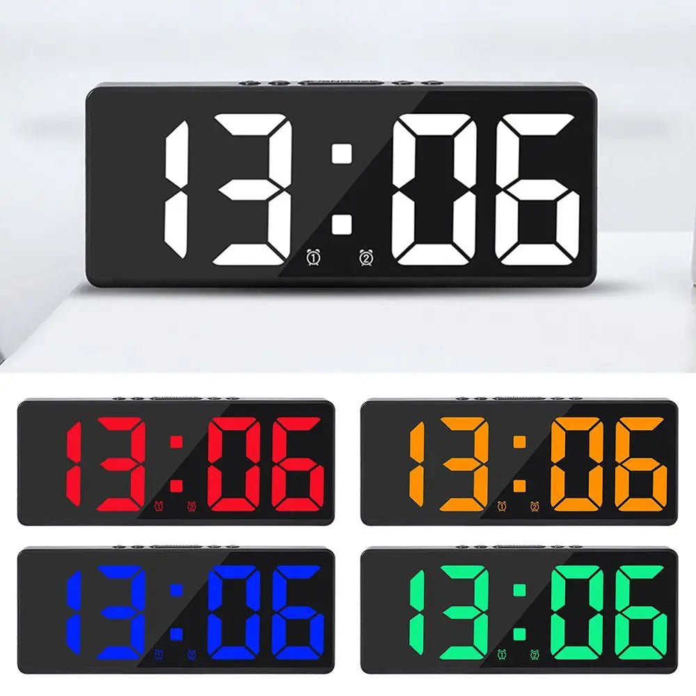 Creative Number Clock Color Nightlight Temperature Calendar Alarm Clock LED Large Number Electronic Clock Backlight Home Decor - RELUX.STORE