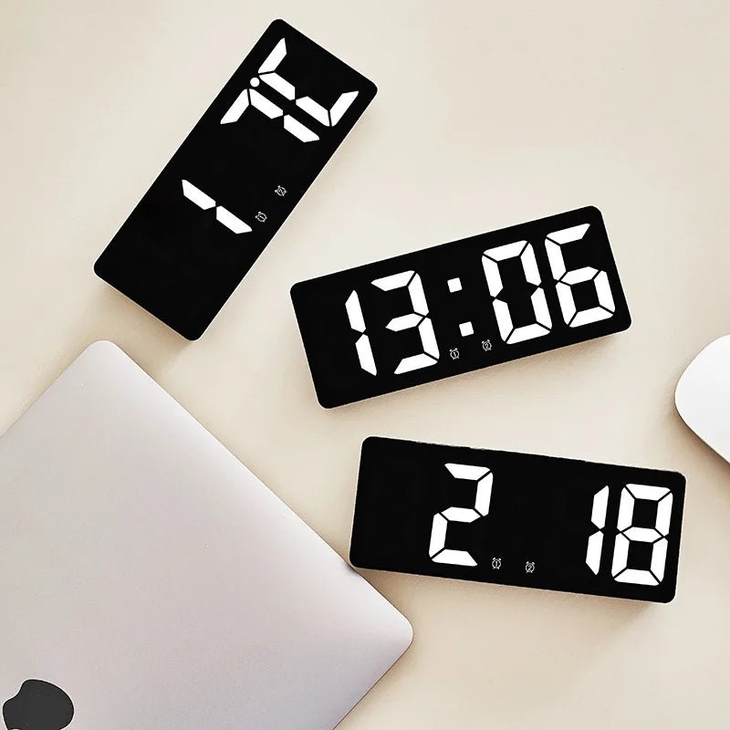 Creative Number Clock Color Nightlight Temperature Calendar Alarm Clock LED Large Number Electronic Clock Backlight Home Decor - RELUX.STORE