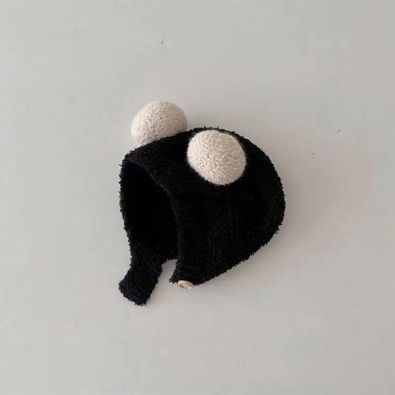 Cute Winter Warm Kids Girl Boys Baby Hats Fleece Wool Hemming Caps with Ball Solid Wool Ear Protection Hats Soft Newborn Bonnet - RELUX.STORECute Winter Warm Kids Girl Boys Baby Hats Fleece Wool Hemming Caps with Ball Solid Wool Ear Protection Hats Soft Newborn Bonnet