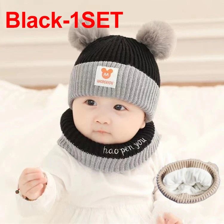 Cute Winter Warm Kids Girl Boys Baby Hats Fleece Wool Hemming Caps with Ball Solid Wool Ear Protection Hats Soft Newborn Bonnet - RELUX.STORECute Winter Warm Kids Girl Boys Baby Hats Fleece Wool Hemming Caps with Ball Solid Wool Ear Protection Hats Soft Newborn Bonnet