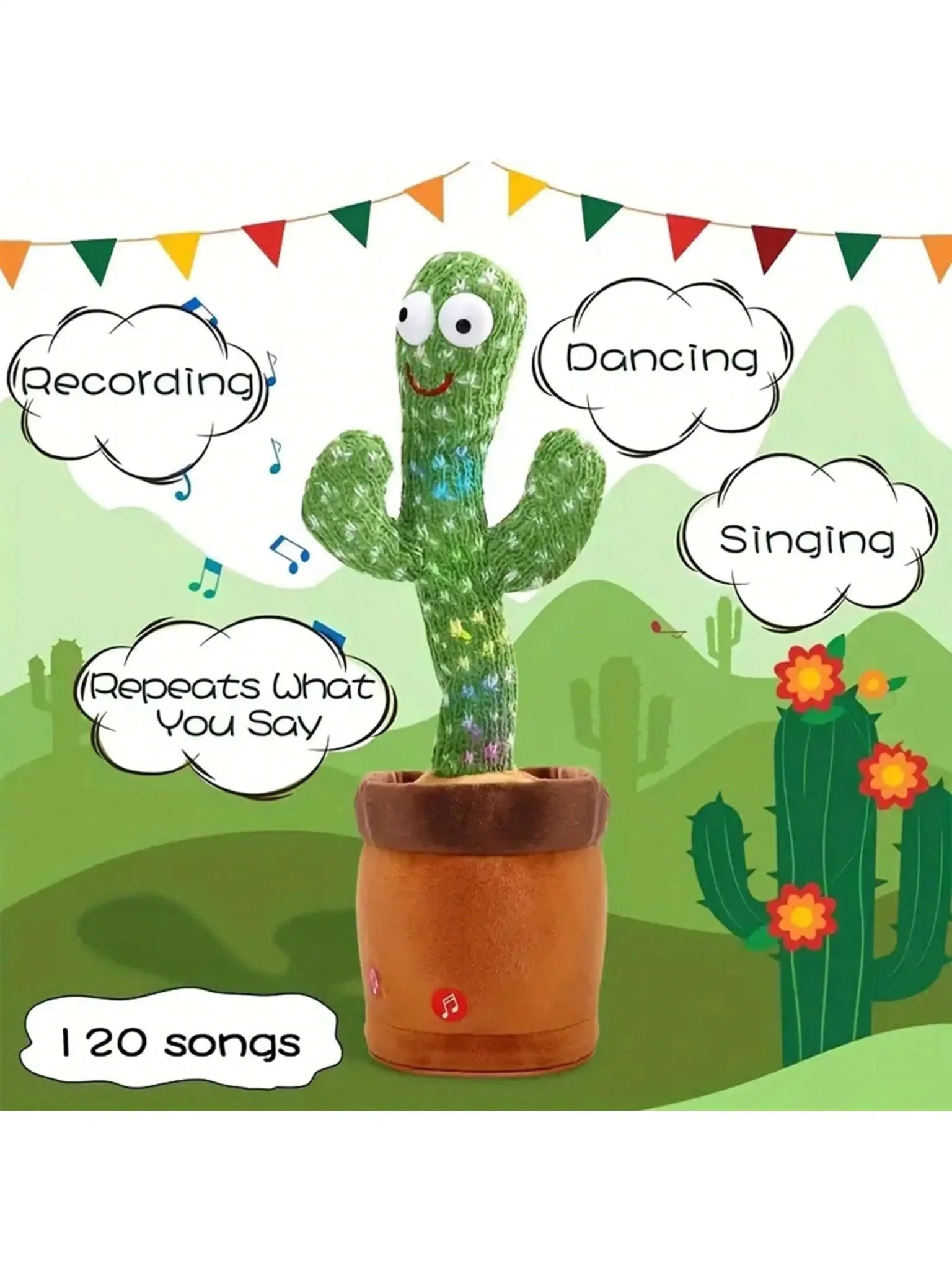 “Dancing Talking Cactus Toy – Singing, Mimicking, and Recording Interactive Toy for Kids | Fun Sunny Cactus for Boys & Girls” - RELUX.STORE