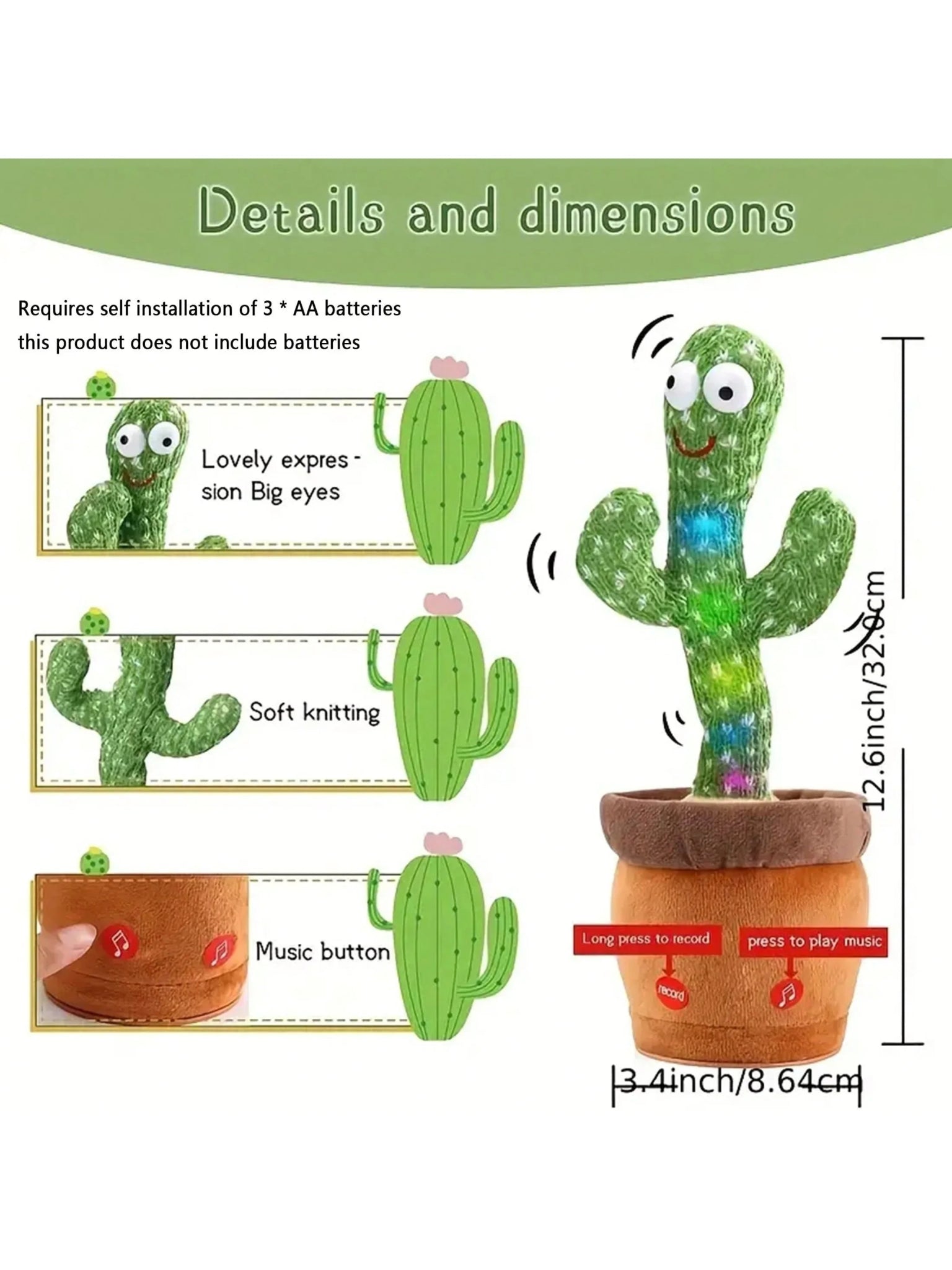 “Dancing Talking Cactus Toy – Singing, Mimicking, and Recording Interactive Toy for Kids | Fun Sunny Cactus for Boys & Girls” - RELUX.STORE
