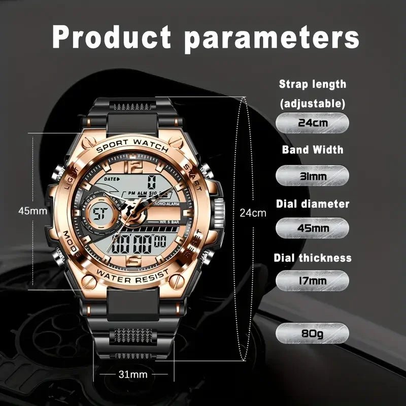 Digital Men Steel Military Wristwatch LED Quartz ClockSport Watch Male Big Watches Men Relogios Masculino - RELUX.STORE