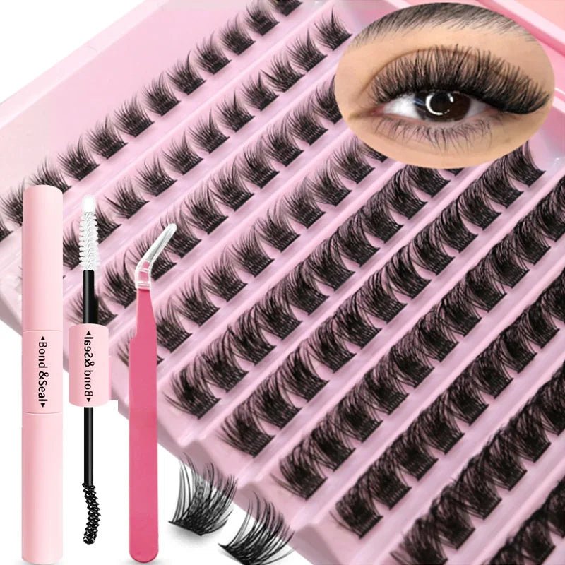 DIY Eyelash Extension Kit Individual Lashes Cluster Mix Lash Clusters with Lash Bond and Seal and Lash Accessories - RELUX.STORE