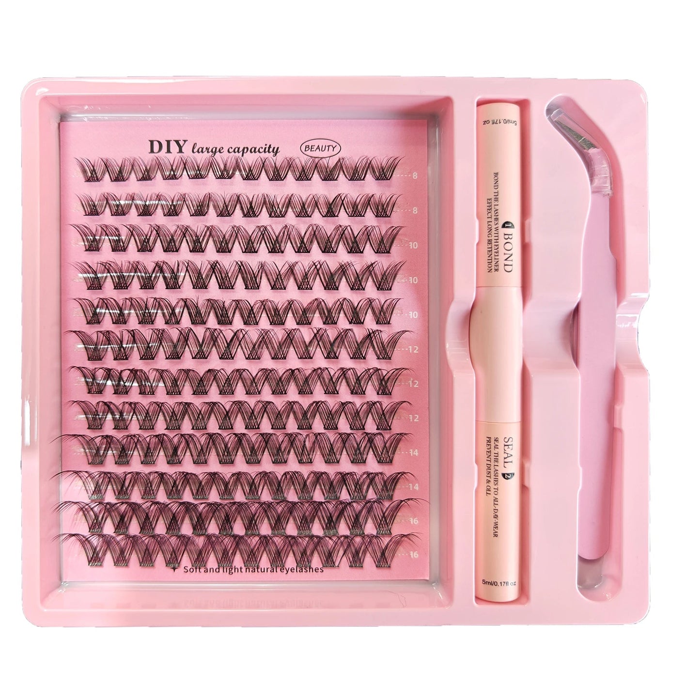 DIY Lashes Extension Kit Lash Bond and Seal Remover Eyelashes 200 PCS Clusters Makeup Tools for Gluing Lashes Gluing Glue - RELUX.STORE