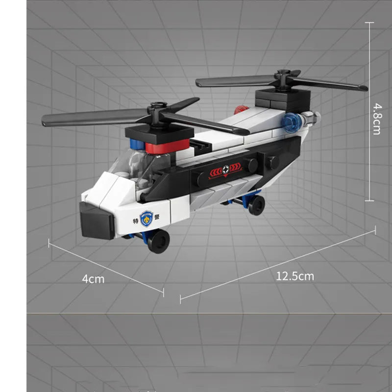 “DIY MOC City Police Car & Dual - Rotor Helicopter Building Blocks Kit – SWAT Super Vehicle & Famous City Model Bricks for Kids & Collectors” - RELUX.STORE