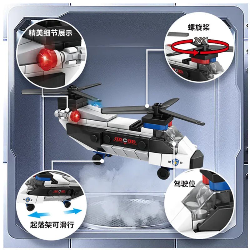 “DIY MOC City Police Car & Dual - Rotor Helicopter Building Blocks Kit – SWAT Super Vehicle & Famous City Model Bricks for Kids & Collectors” - RELUX.STORE