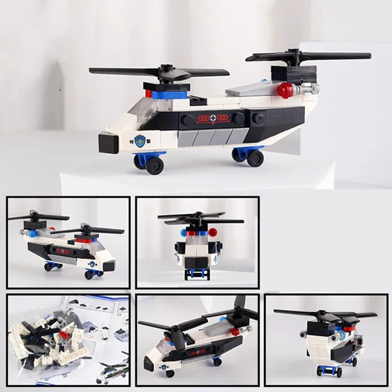 “DIY MOC City Police Car & Dual - Rotor Helicopter Building Blocks Kit – SWAT Super Vehicle & Famous City Model Bricks for Kids & Collectors” - RELUX.STORE