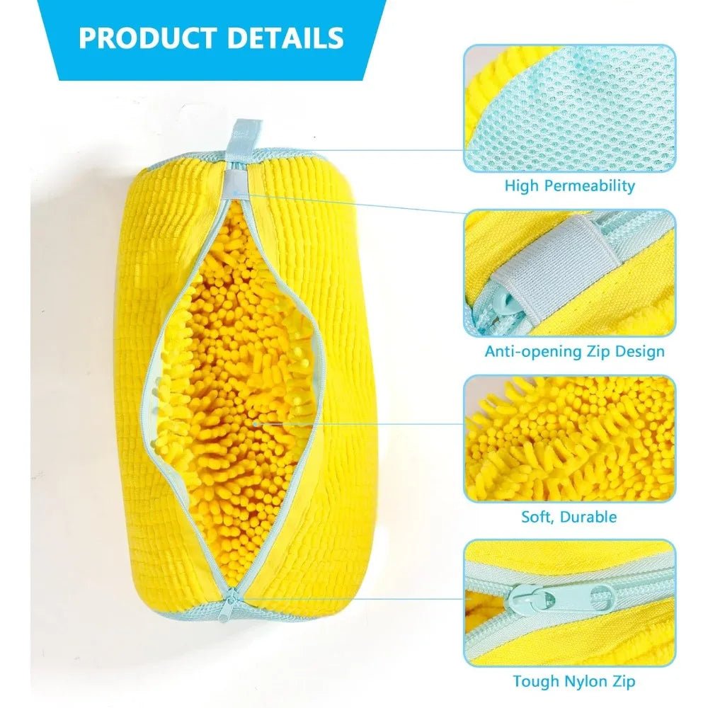Durable Shoe Washing Machine Bag for All Shoe Types - Yellow with Blue Zipper,Ideal for Sneakers and Casual Shoes,Laundry Wash Bag - RELUX.STORE