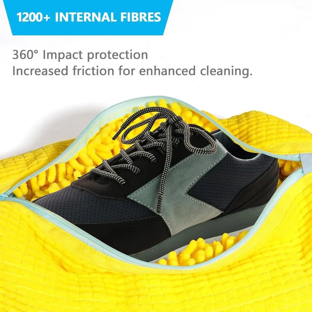 Durable Shoe Washing Machine Bag for All Shoe Types - Yellow with Blue Zipper,Ideal for Sneakers and Casual Shoes,Laundry Wash Bag - RELUX.STORE