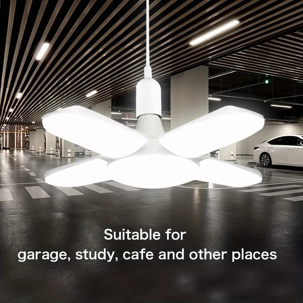 "E27 Fan - Shaped Foldable 28W LED Bulb – 6500K White Leaf Light for Home, Ceiling, Garage & Warehouse, AC110V/220V" - RELUX.STORE