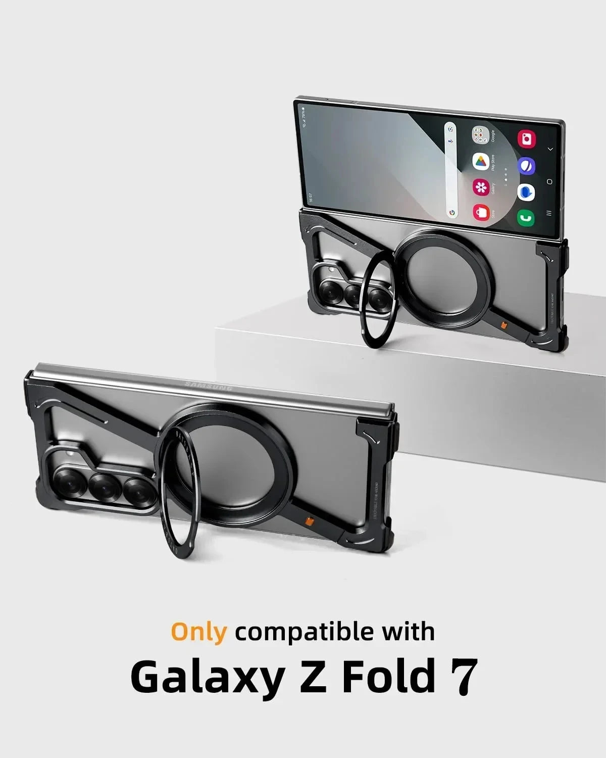 Eary Frameless Case for Samsung Galaxy Z Fold 7 – 360° Rotating Magnetic Stand, Metal Shockproof MagSafe Protector - RELUX.STORE