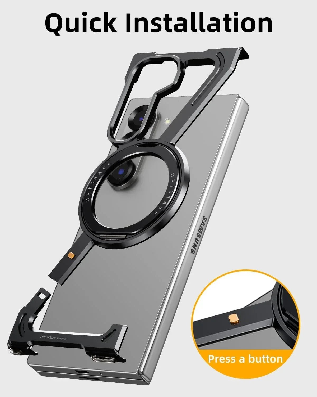 Eary Frameless Case for Samsung Galaxy Z Fold 7 – 360° Rotating Magnetic Stand, Metal Shockproof MagSafe Protector - RELUX.STORE
