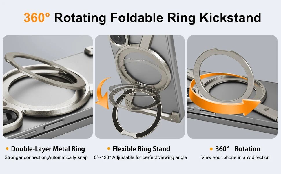 Eary Frameless Case for Samsung Galaxy Z Fold 7 – 360° Rotating Magnetic Stand, Metal Shockproof MagSafe Protector - RELUX.STORE