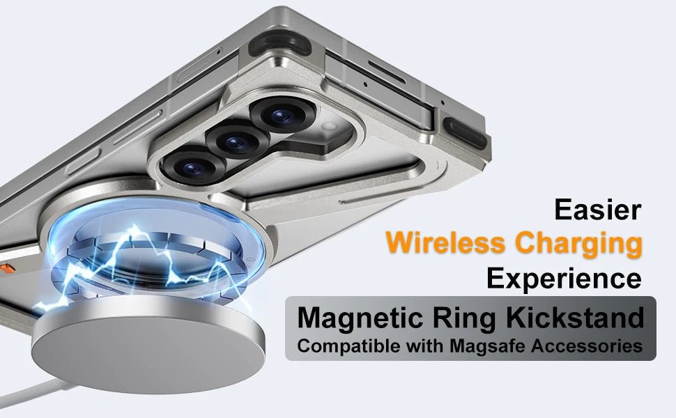 Eary Frameless Case for Samsung Galaxy Z Fold 7 – 360° Rotating Magnetic Stand, Metal Shockproof MagSafe Protector - RELUX.STORE