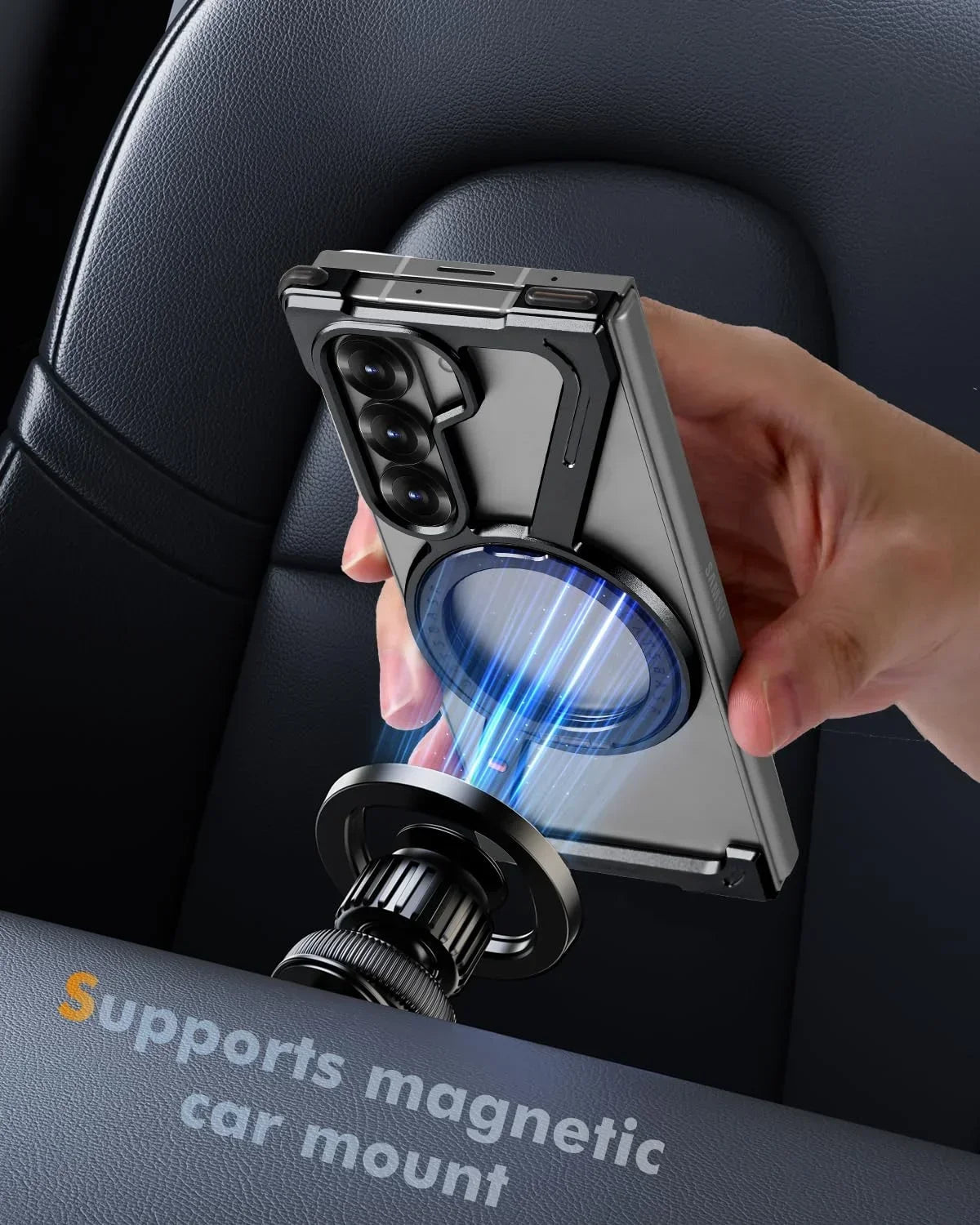 Eary Frameless Case for Samsung Galaxy Z Fold 7 – 360° Rotating Magnetic Stand, Metal Shockproof MagSafe Protector - RELUX.STORE