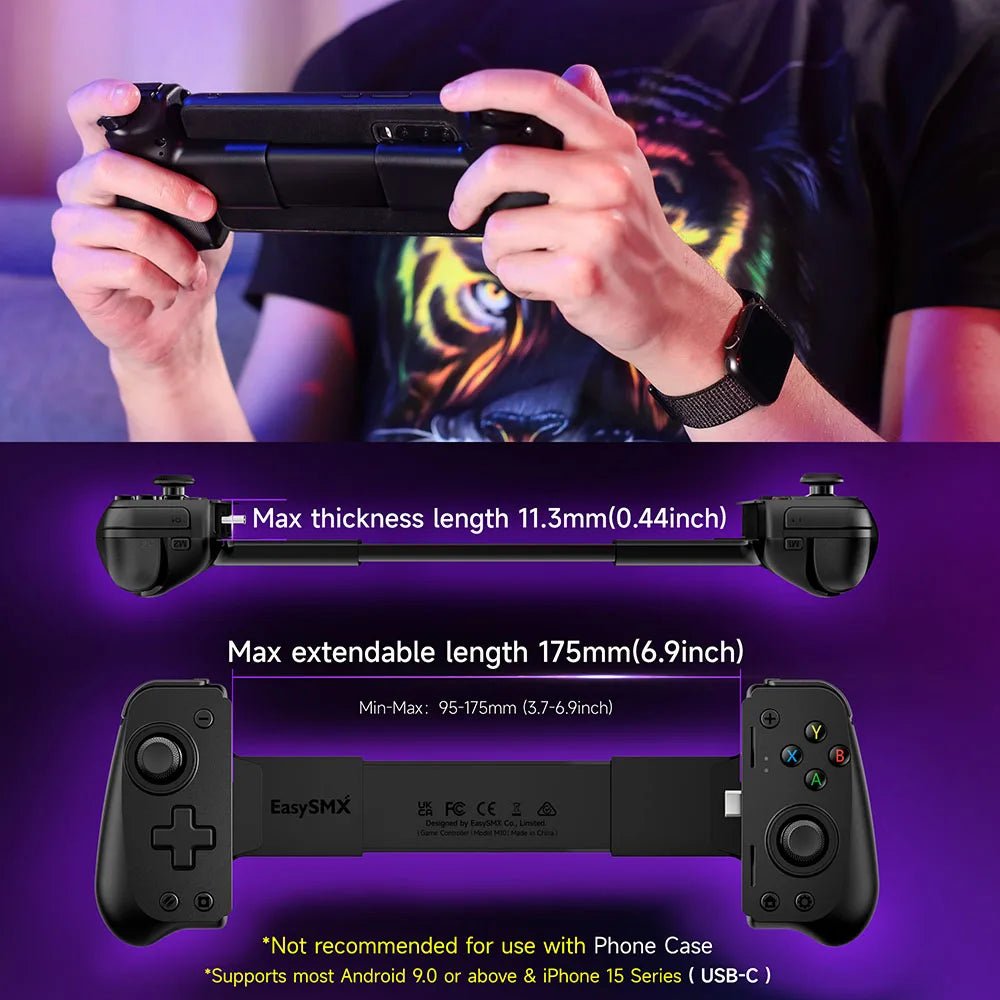 "EasySMX M10 Type - C Mobile Game Controller – Android, iPhone 15, Xbox Game Pass Compatible with Hall Effect Triggers & Precision Joysticks" - RELUX.STORE