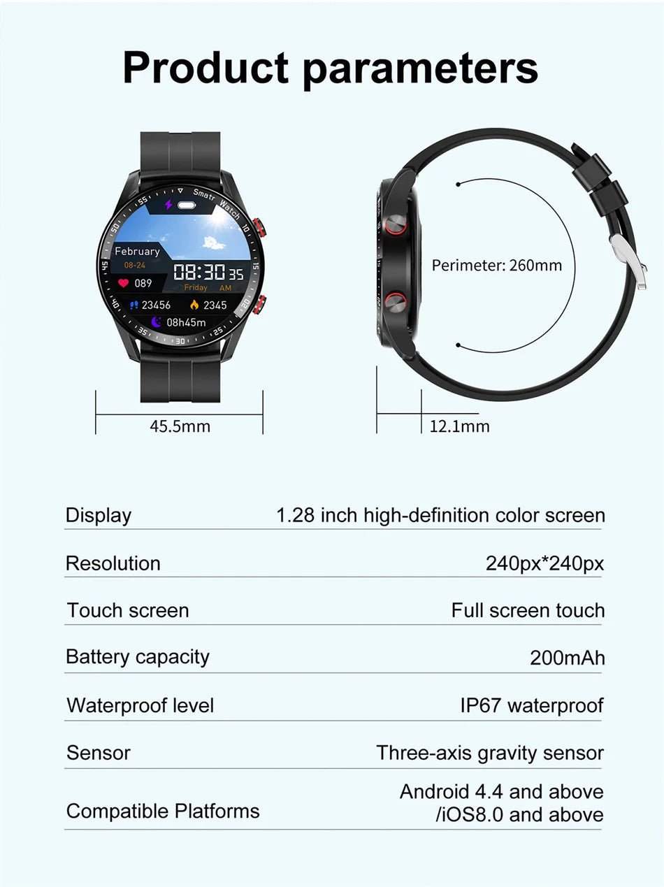 ECG+PPG Bluetooth Call Smart Watch Men Laser Health Blood Pressure Fitnes Sports Watches Man Sports Waterproof Smartwatch+Box - RELUX.STORE