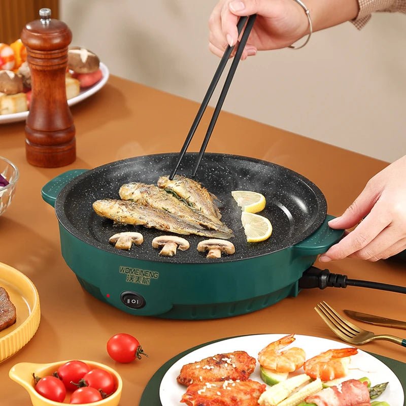 Electric MultiCooker Electric Frying Pan 220V Househould Barbecue Fried Steak Fish Omelette Frying Pan Non - stick Cooking Machine - RELUX.STORE