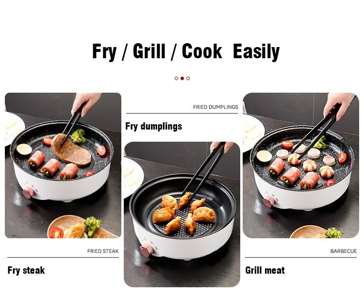 Electric MultiCooker Electric Frying Pan 220V Househould Barbecue Fried Steak Fish Omelette Frying Pan Non - stick Cooking Machine - RELUX.STORE