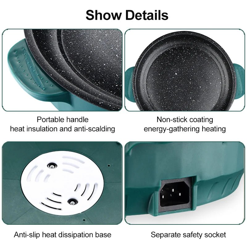 Electric MultiCooker Electric Frying Pan 220V Househould Barbecue Fried Steak Fish Omelette Frying Pan Non - stick Cooking Machine - RELUX.STORE