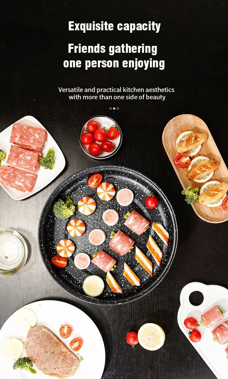 Electric MultiCooker Electric Frying Pan 220V Househould Barbecue Fried Steak Fish Omelette Frying Pan Non - stick Cooking Machine - RELUX.STORE