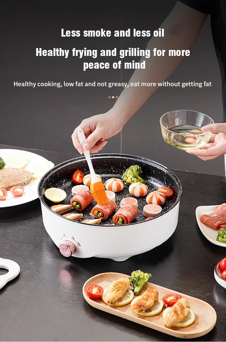 Electric MultiCooker Electric Frying Pan 220V Househould Barbecue Fried Steak Fish Omelette Frying Pan Non - stick Cooking Machine - RELUX.STORE