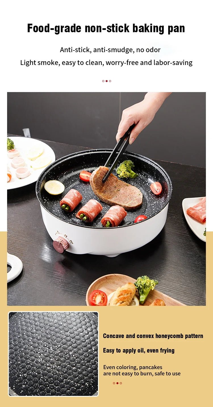 Electric MultiCooker Electric Frying Pan 220V Househould Barbecue Fried Steak Fish Omelette Frying Pan Non - stick Cooking Machine - RELUX.STORE