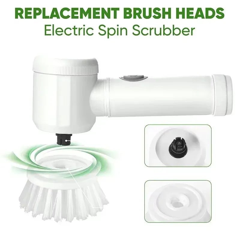 Electric Spin Scrubber Cordless Spin Scrubber with 5 Replaceable Brush Heads and Adjustable Extension Handle,5 in 1CleaningBrush - RELUX.STORE