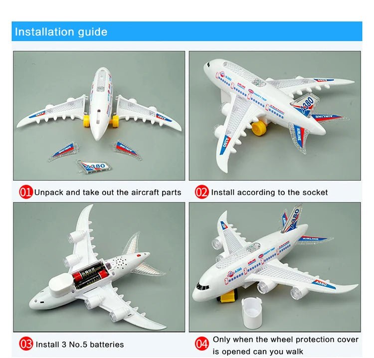 “Electronic Aeroplane Toy – Electric Detachable Airplane with Music, Lights, Autopilot & Obstacle Avoidance for Kids” - RELUX.STORE