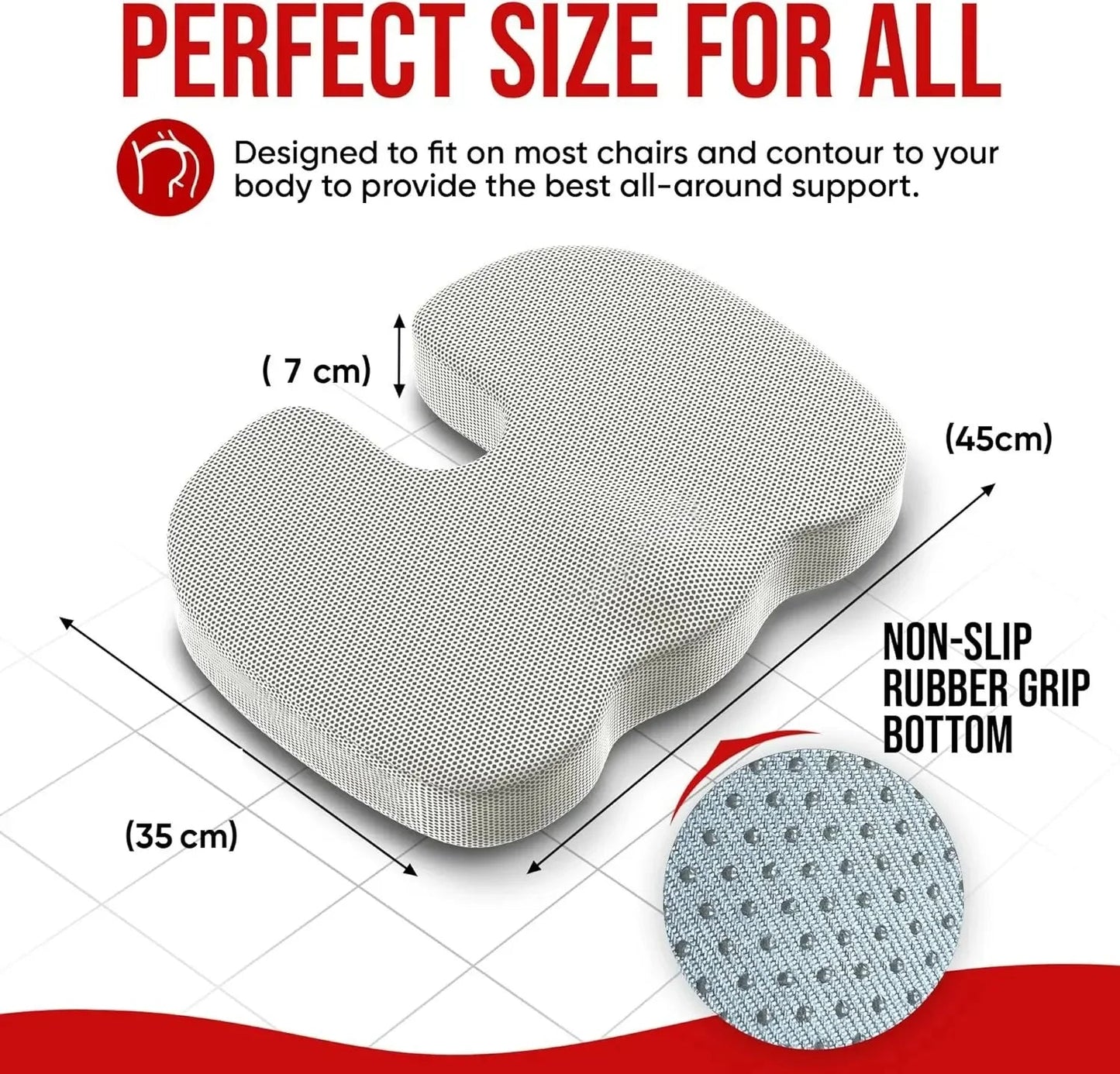 “Ergonomic Memory Foam Office Seat Cushion – Non - Slip Hemorrhoid & Tailbone Pain Relief Pillow for Long Sitting, Students & Office Chairs | Comfort Support by Relux.Store” - RELUX.STORE