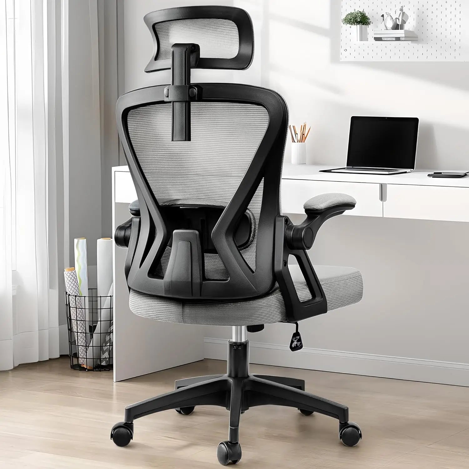 "Ergonomic Office Chair with Headrest – High Back Mesh Desk Chair with Flip - Up Armrests for Home Office, Comfy Work Chair" - RELUX.STORE
