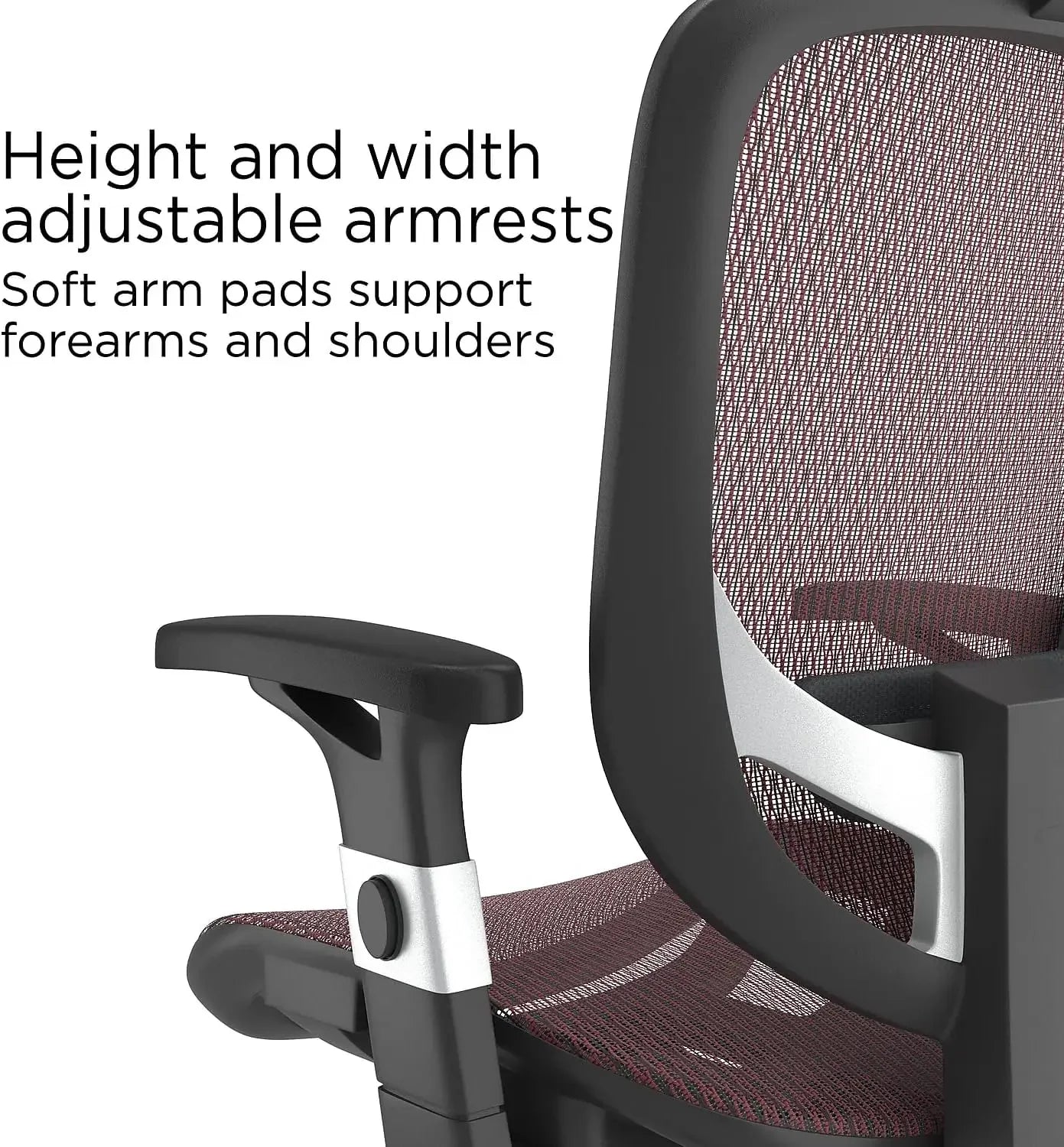 "Ergonomic Swivel Task Chair – Adjustable Height with Breathable Mesh & Lumbar Support for Home & Office, Maroon" - RELUX.STORE