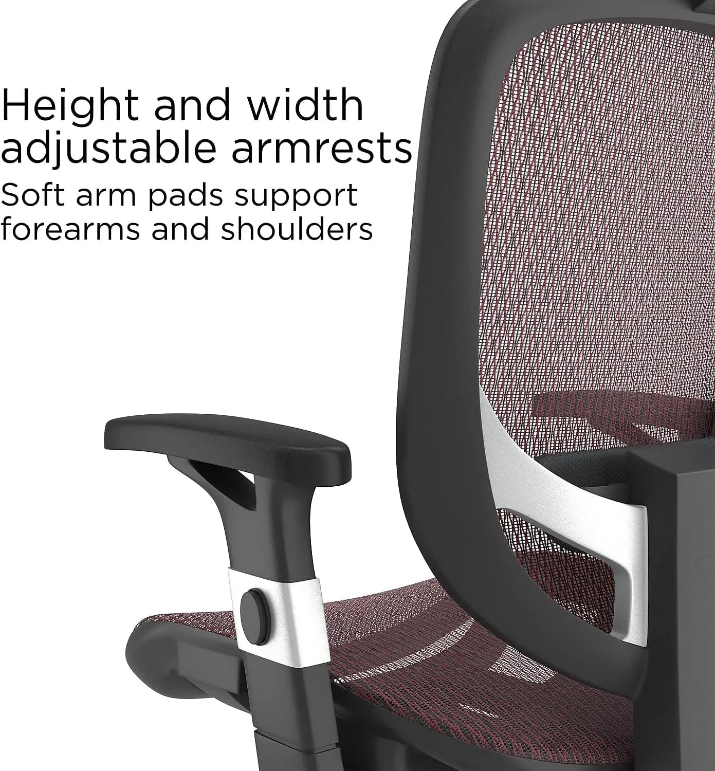 "Ergonomic Swivel Task Chair – Adjustable Height with Breathable Mesh & Lumbar Support for Home & Office, Maroon" - RELUX.STORE